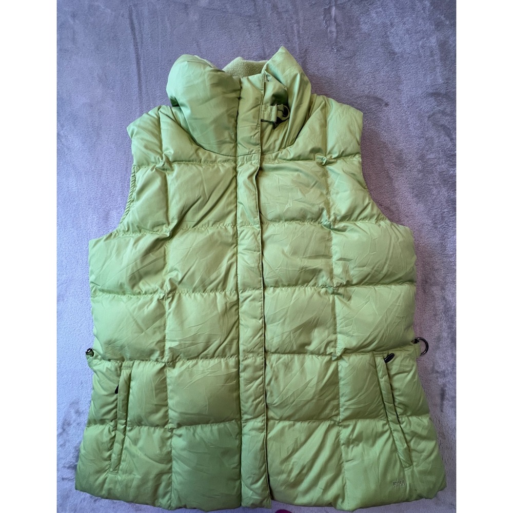 Eddie Bauer Puffer Vest Women Large Green 700 Fill Power Goose Down Quilted